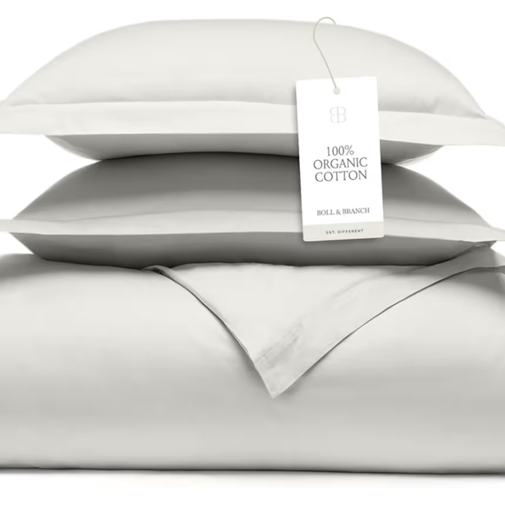 BOLL & BRANCH Signature Hemmed Duvet Set - King, Mist - 100% Organic Cotton